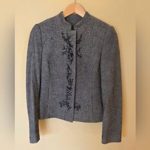 Vintage "InWear" Grey / Black Beaded Embroidered Broquet Blazer, sz. EU36 (8)